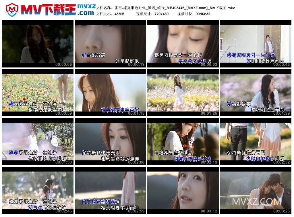 张雪-擦亮眼选对伴_国语_流行_MB403446